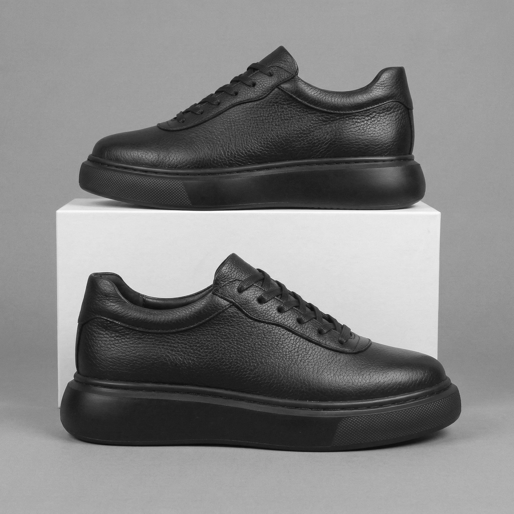 Sneakers Noir en Cuir Confortable - Femme - Image 4