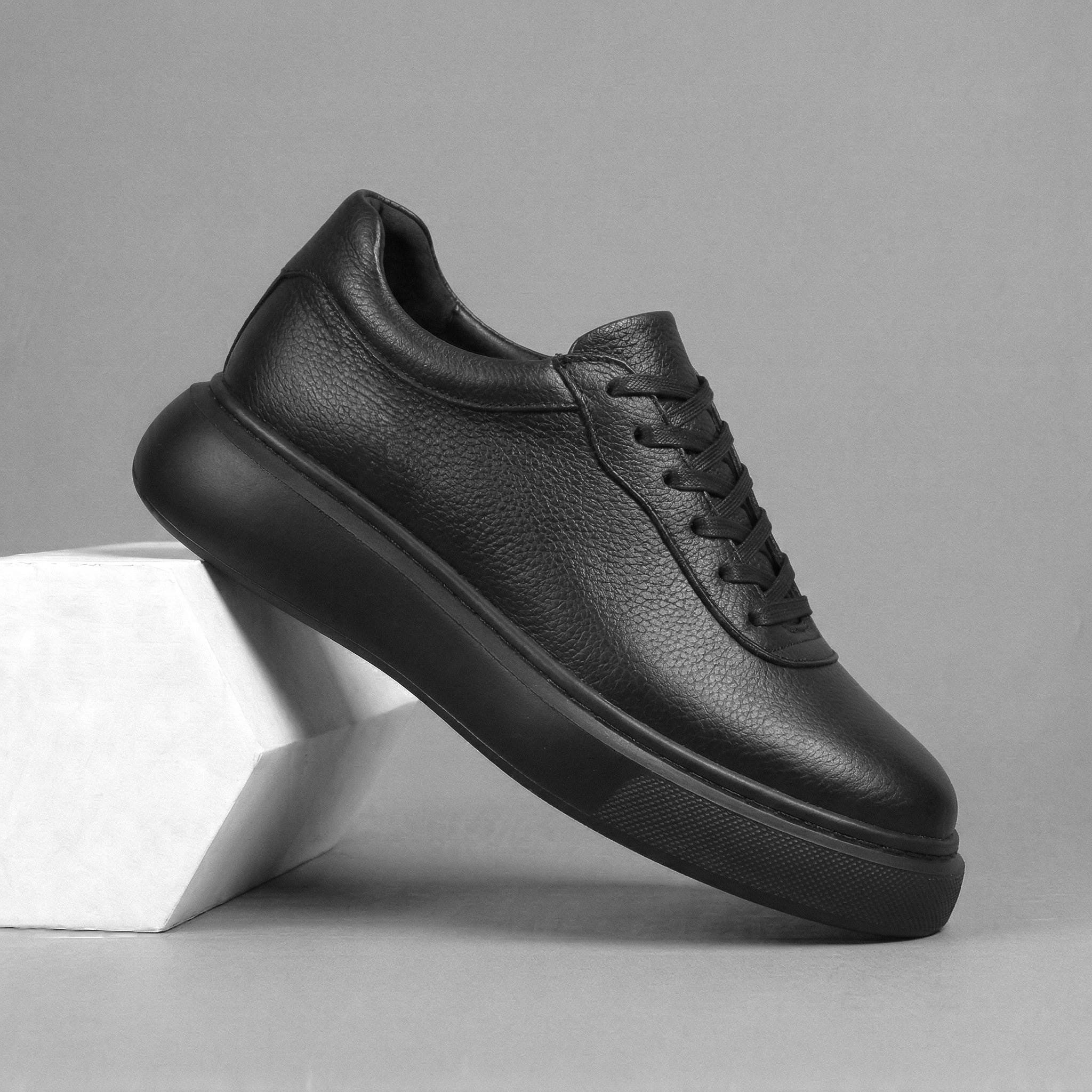Sneakers Noir en Cuir Confortable - Femme - Image 5