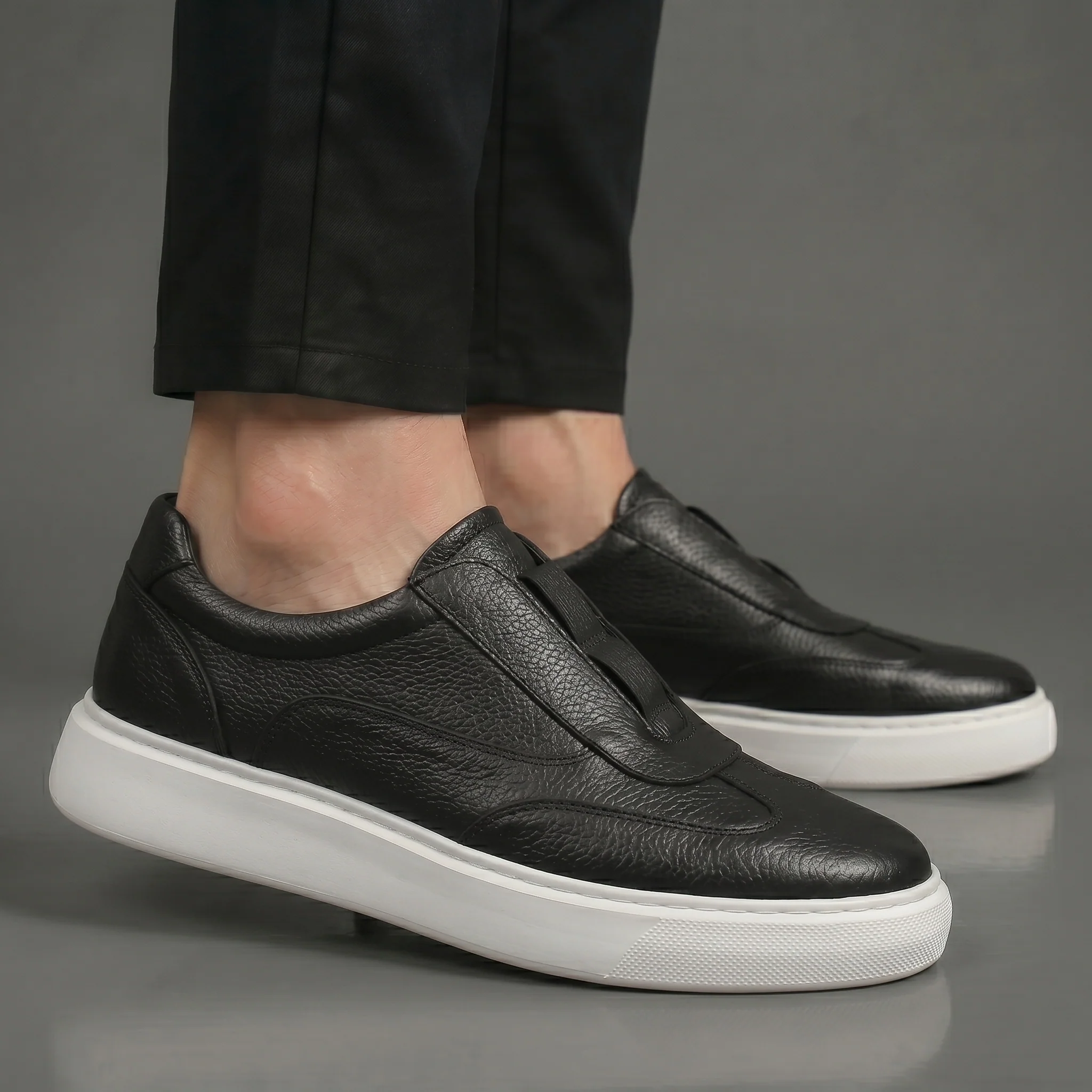 Sneakers Noir en Cuir - Tres Confortable