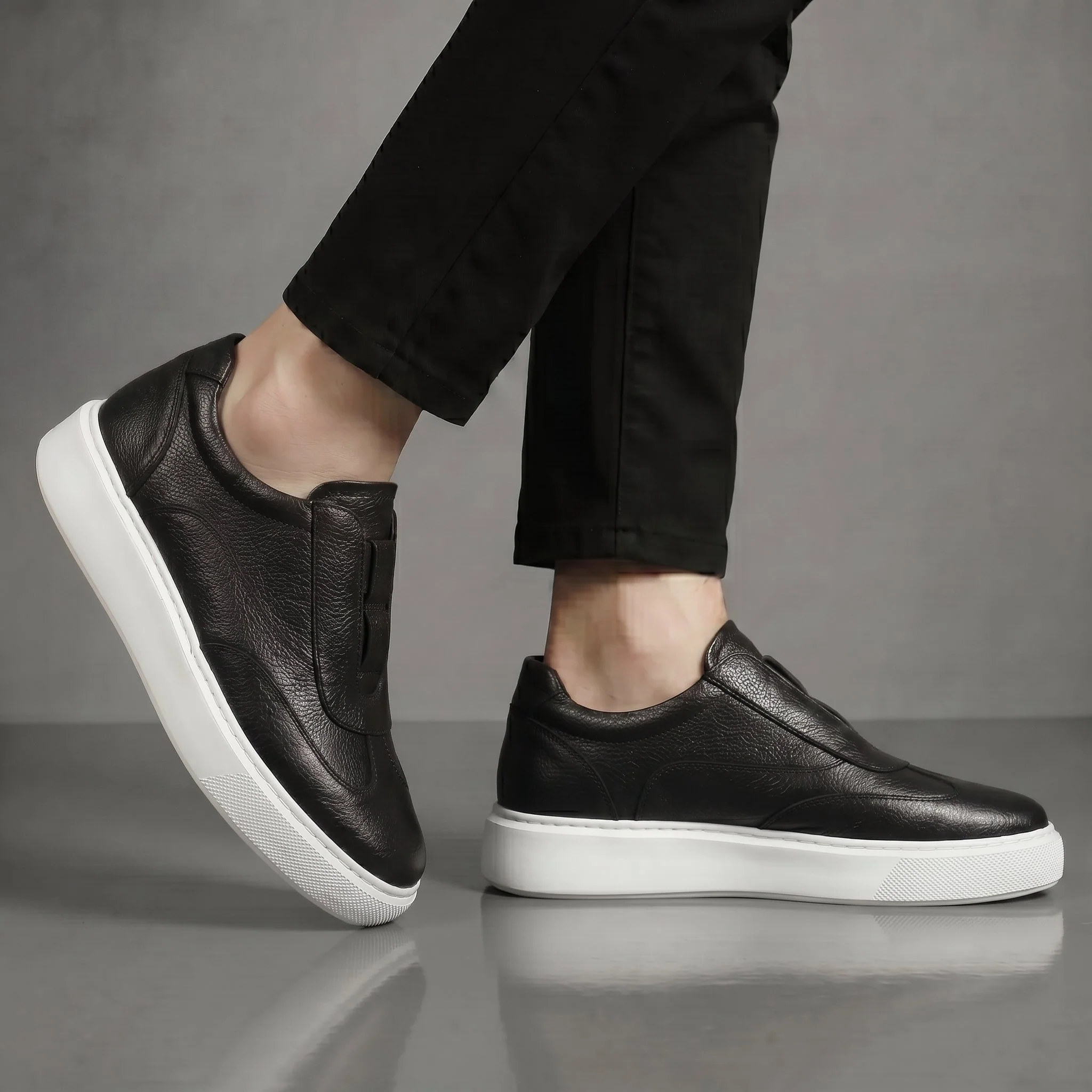 Sneakers Noir en Cuir - Tres Confortable - Image 5