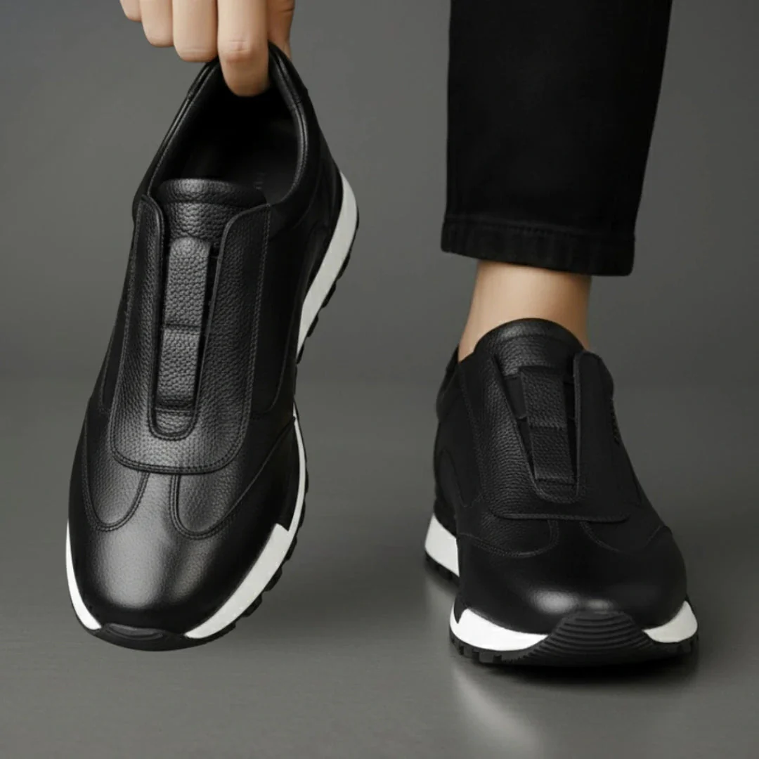 Sneakers Noir en Cuir Grainé - Tres Confortable - Image 3