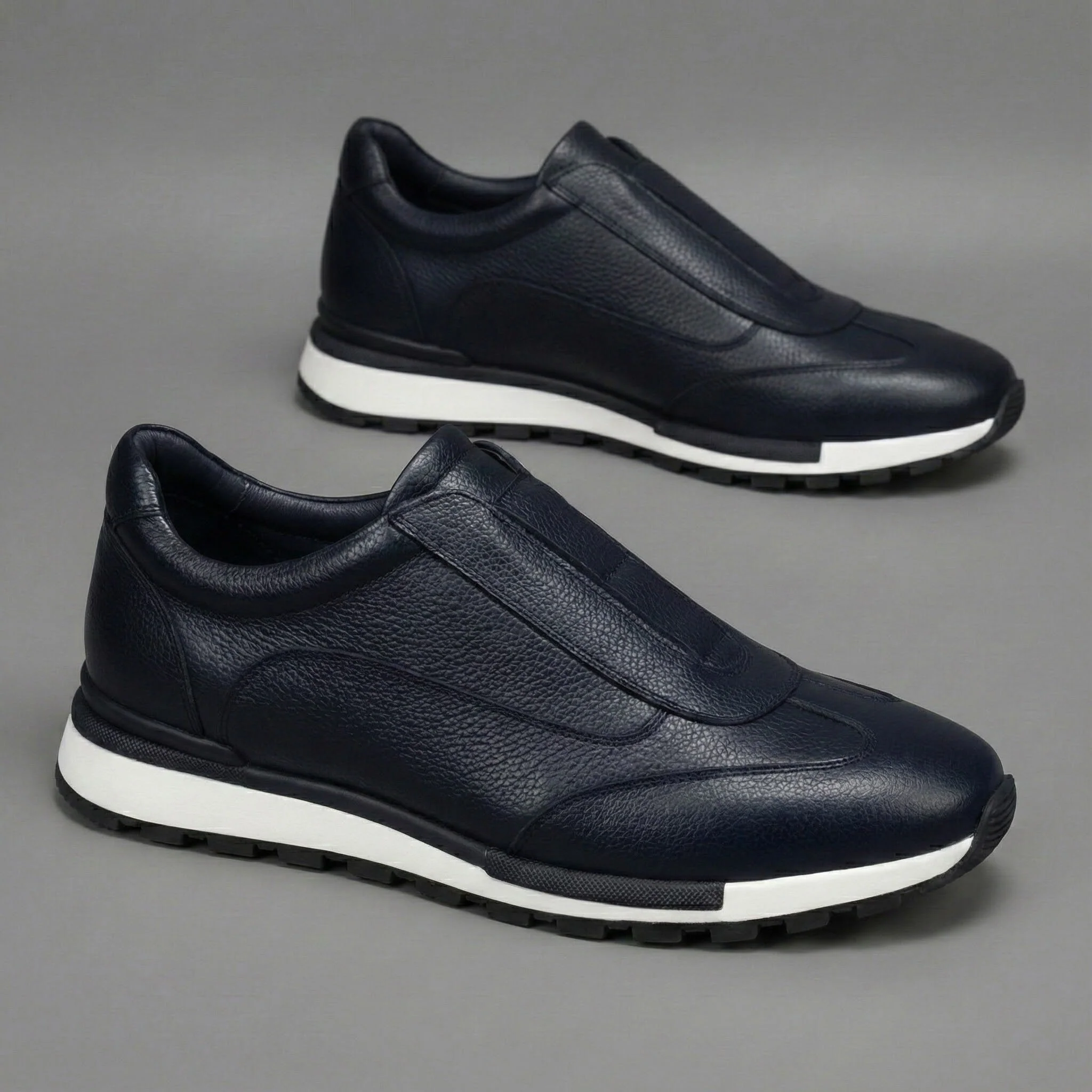 Sneakers BleuMarine en Cuir Grainé - Tres Confortable - Image 7