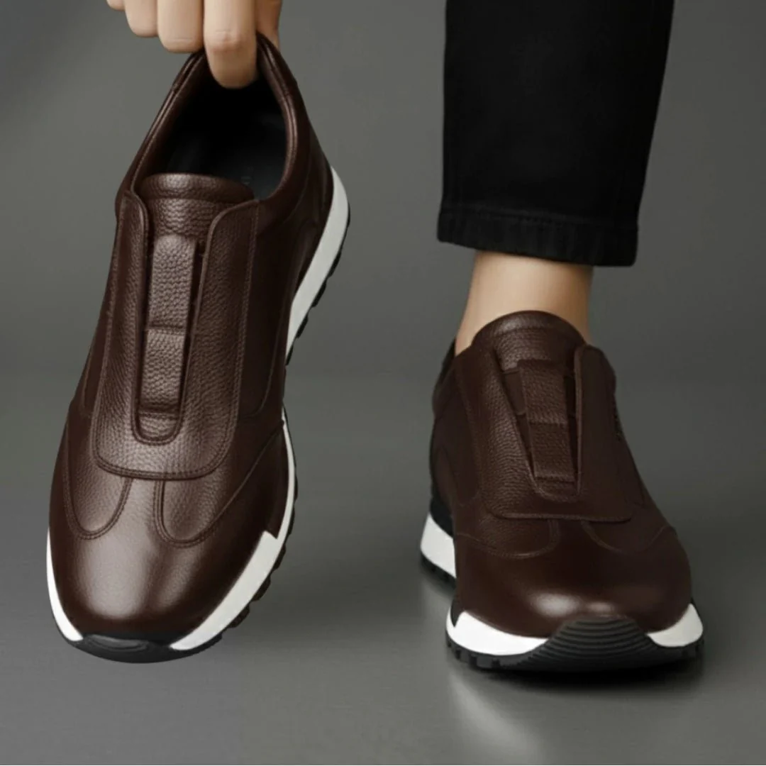 Sneakers Marron en Cuir Grainé - Tres Confortable - Image 3