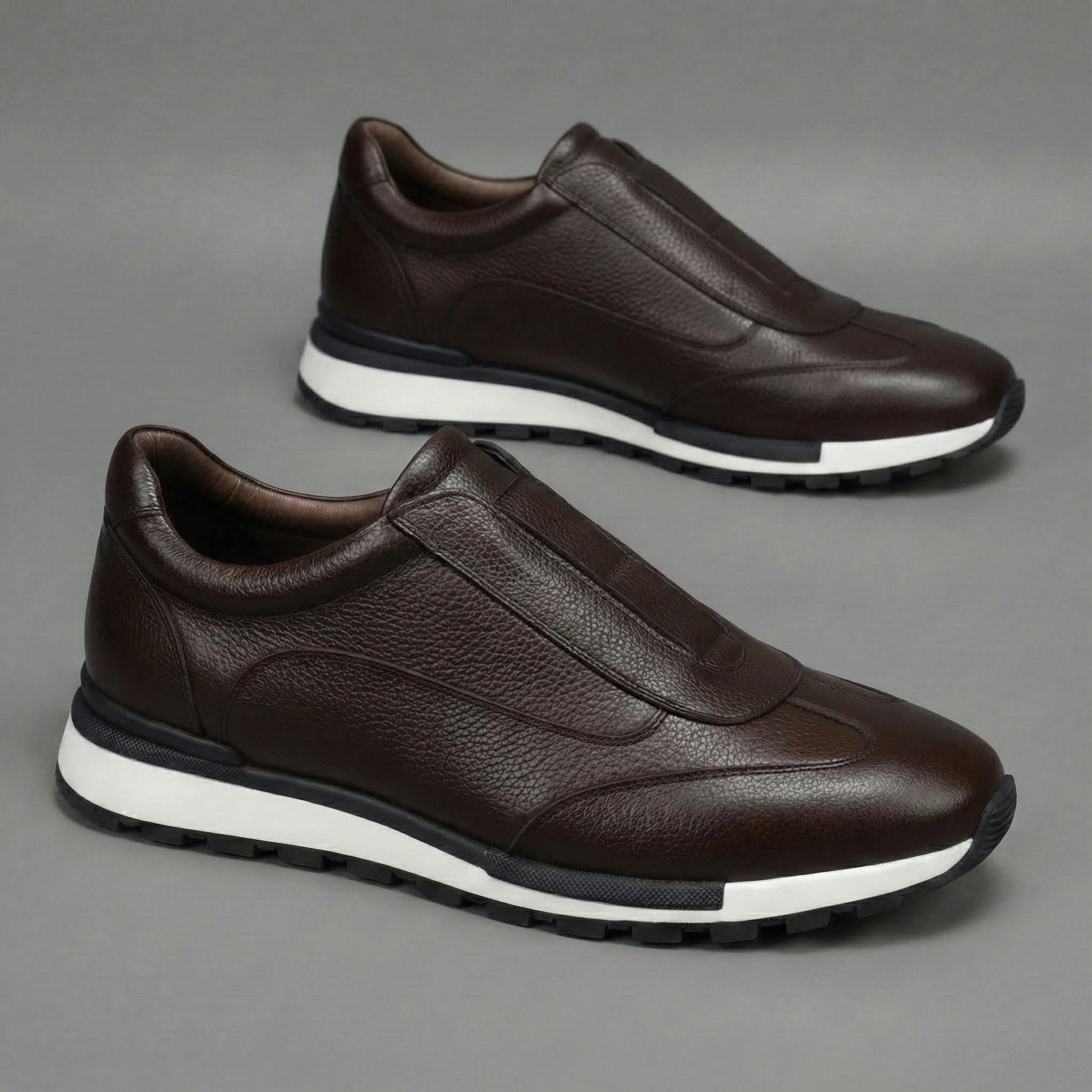 Sneakers Marron en Cuir Grainé - Tres Confortable - Image 6