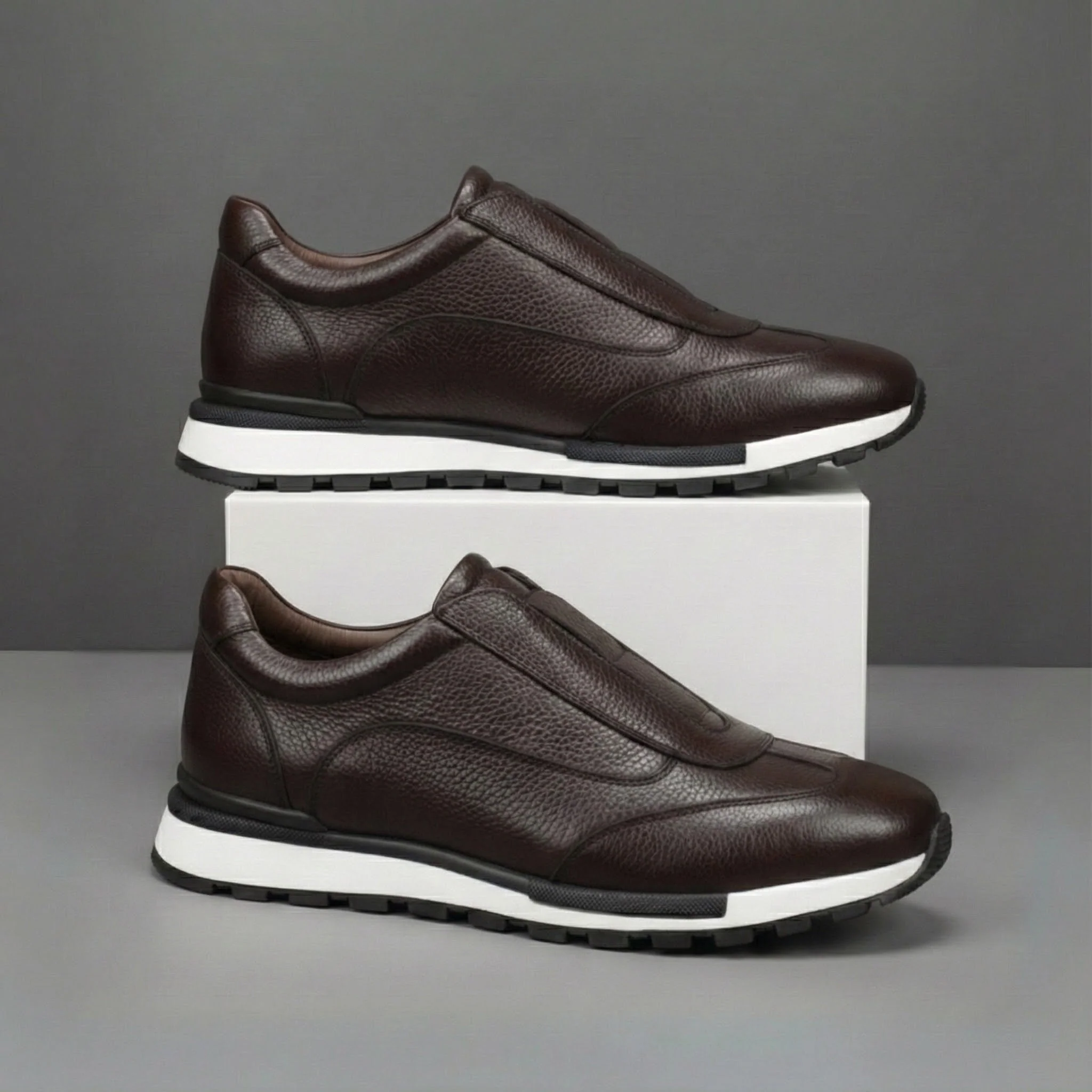 Sneakers Marron en Cuir Grainé - Tres Confortable - Image 7