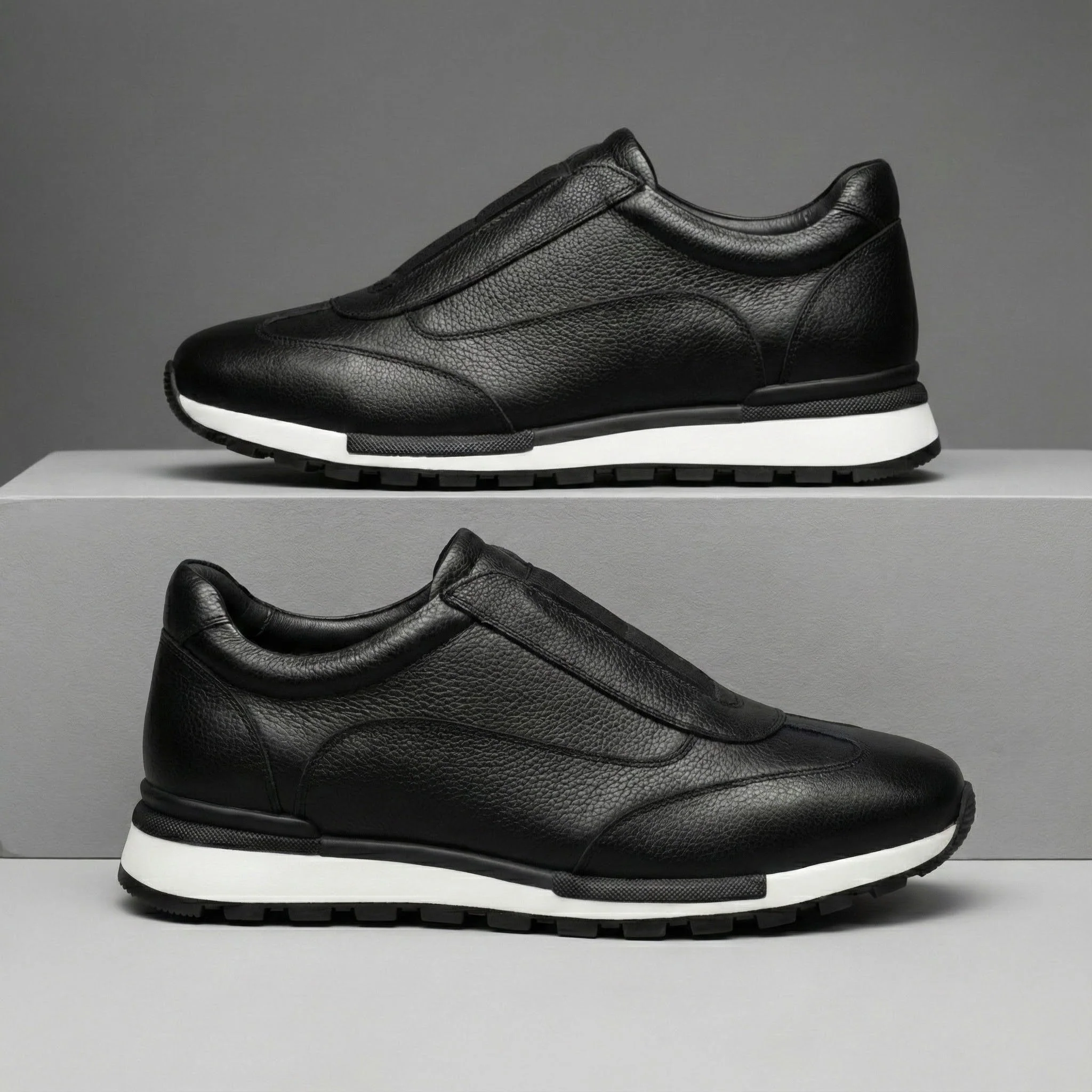 Sneakers Noir en Cuir Grainé - Tres Confortable - Image 6