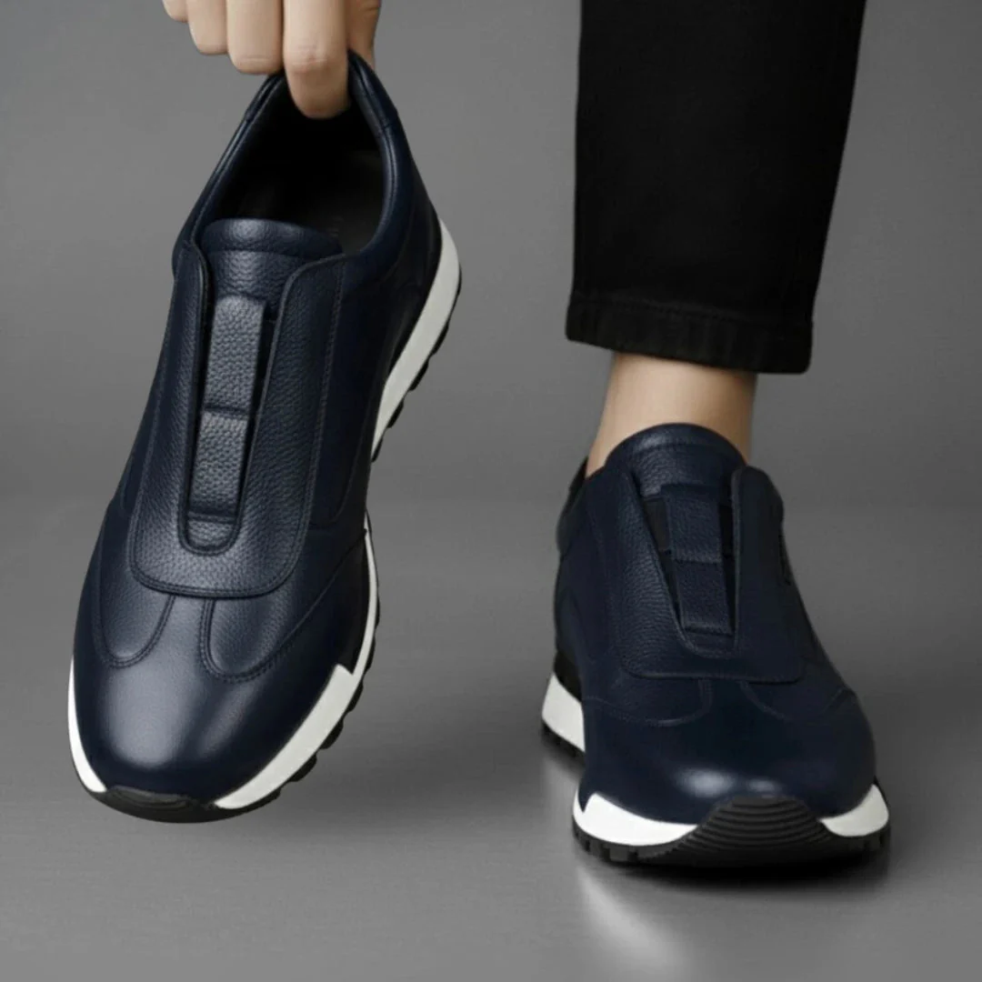 Sneakers BleuMarine en Cuir Grainé - Tres Confortable - Image 3