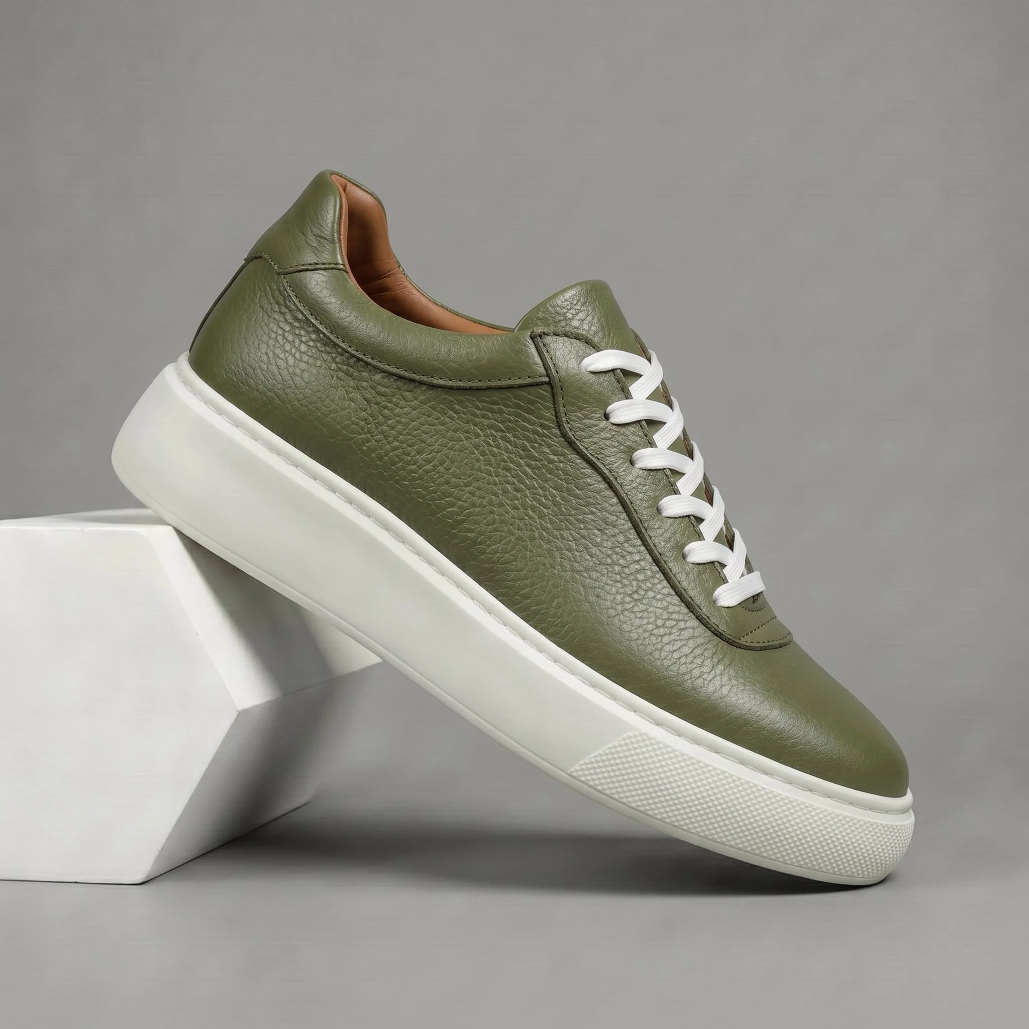 Sneakers Vert en Cuir Grainé Tres Confortable - Femme - Image 5